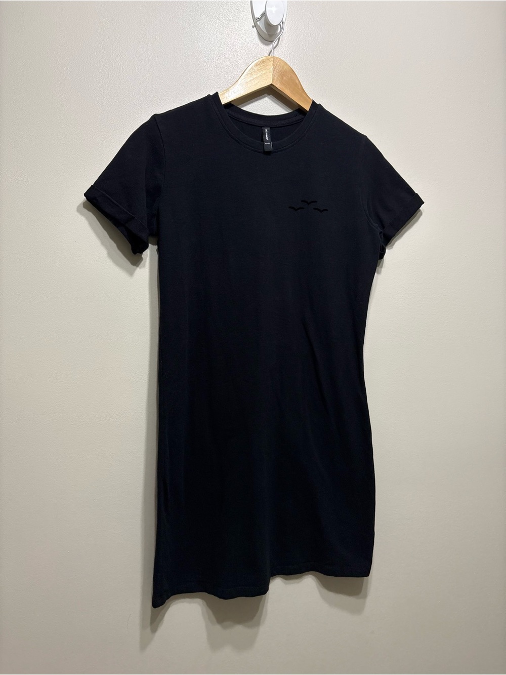 Lazypants Black T-Shirt Mini Dress Seagull Logo Soft Stretch Women’s XS - Picture 2 of 7